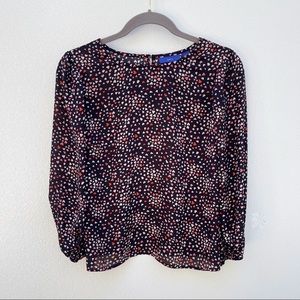 Hearts Apt 9 blouse medium black pink red top boho heart bohemian flowy